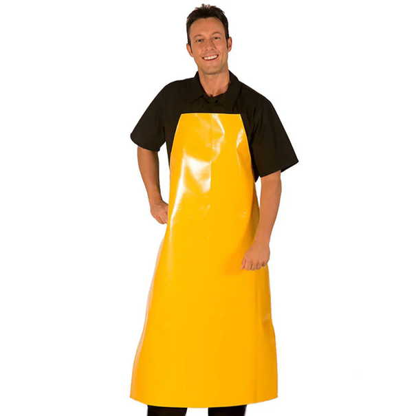 888HDA-YL Yellow Extra Long Chemical Resistant Janitorial Apron (1/Each)