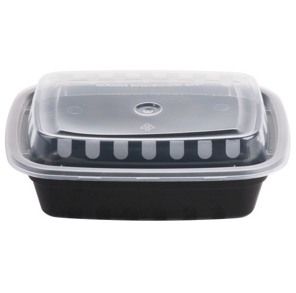 12 oz Rectangle Black Base Container w/ Clear Lid (150/Case)