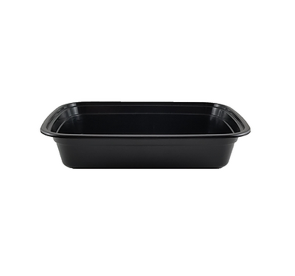 24 oz Rectangle Black Base Container w/ Clear Lid (150/Case) Kevidko