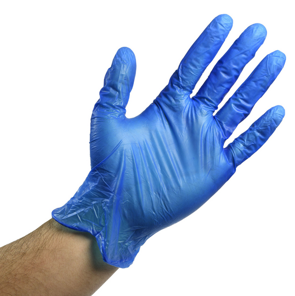 Blue Vinyl Gloves, Powder Free, Extra Large, 10 Boxes of 100 (1000/Case)