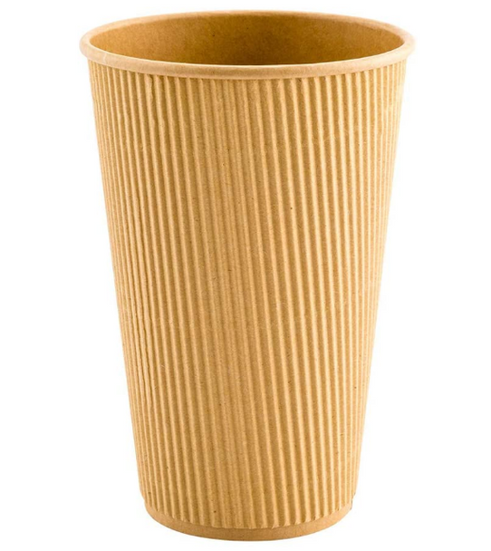 16 oz Kraft Ripple Paper Hot Cups (500/Case)