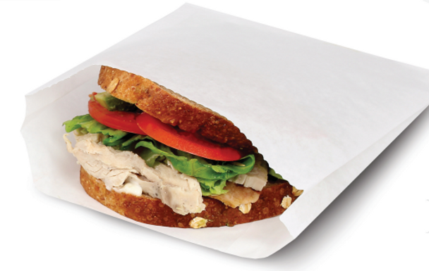 6.5x1x8" Grease Resistant Sandwich/Pastry Bag, White (2000/Case)