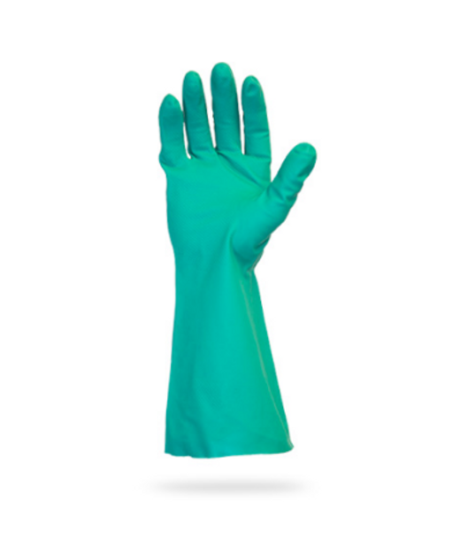 Green Nitrile Chemical Resistant Gloves, 13", 15 Mil, Large (12 Pairs/Pack)