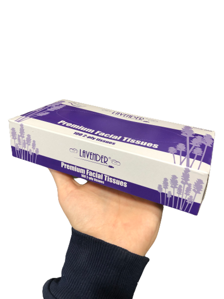 Lavender Brand Facial Tissue, 2 Ply, 100 Sheets (30/Case)