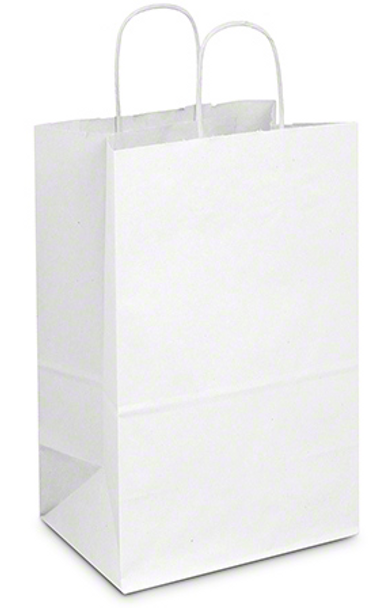 9x6x13" White Rope Handle Paper Shopping Bag (250/Case)