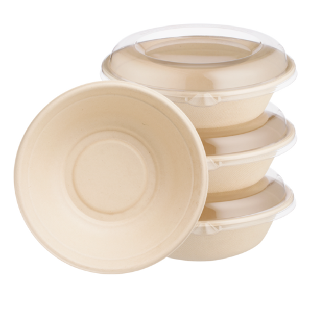 Clear Stackable Dome Lids for 24, 32, and 48 oz Round Pulp Fiber Bowls (500/Case)