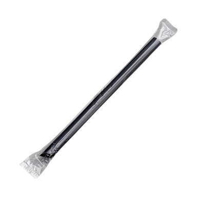 9" x 12mm Poly-Wrapped Colossal Black Boba Straws (2,400/Case)