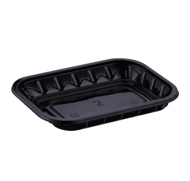 Solex #2 / #2P Black PET Meat Tray, 5.7x8.2x0.91" (250/Case)