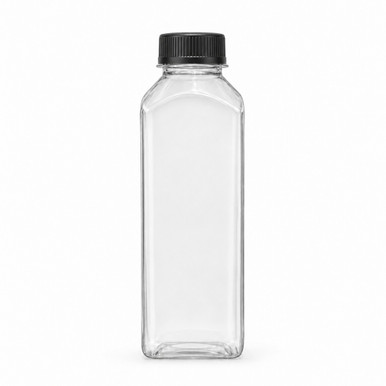 16 oz Clear Square PET Juice Bottles