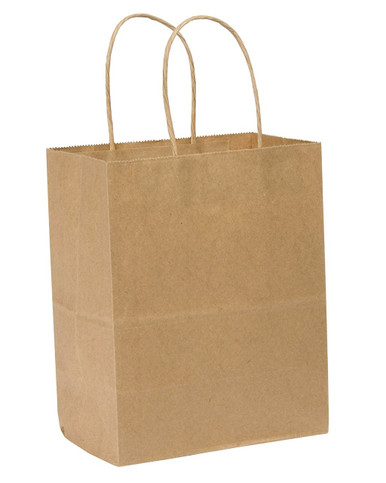 Solex 8x5x10" Natural Kraft Premium Paper Shopping Bags (250/Case)