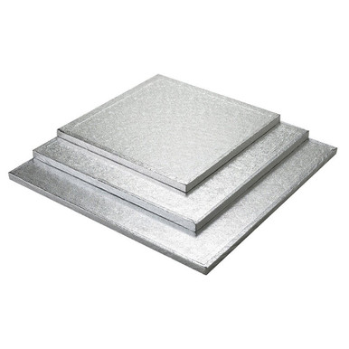 10" Silver Square Cake Drums, 1/2" Thick B/C Flute (12/Case)