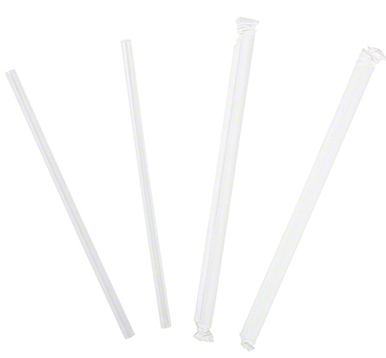 7.75" Wrapped Clear Giant Plastic Straws (7,200/Case)
