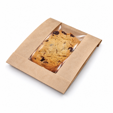 Natural Kraft Window Cookie Bag With a Cookie