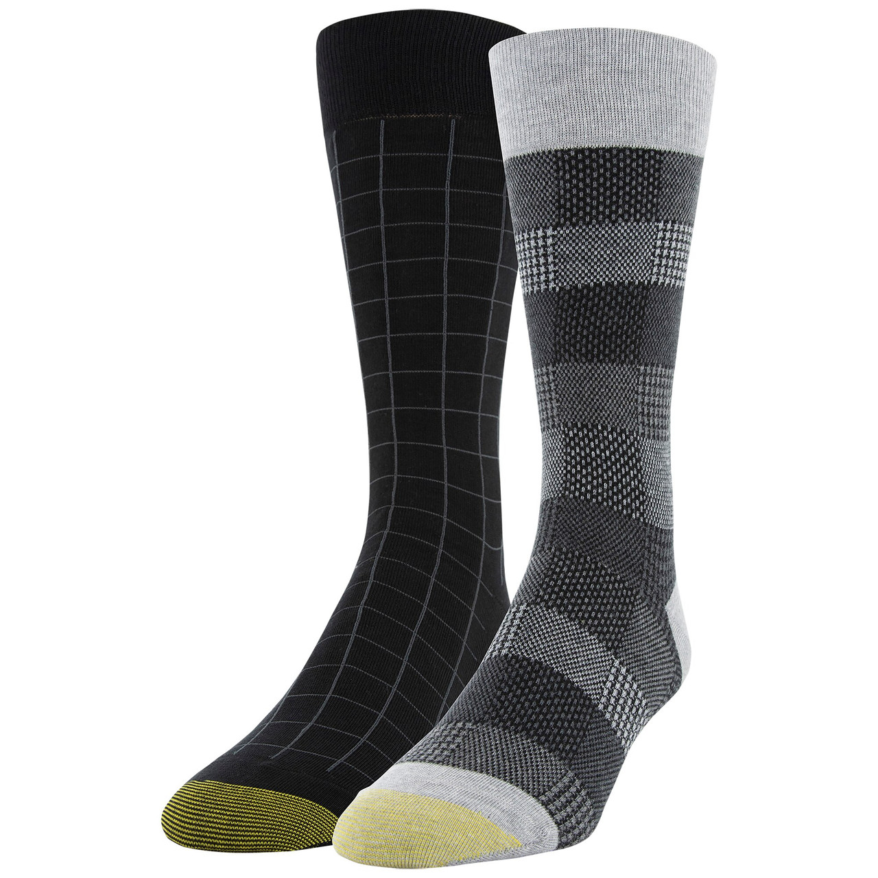 Pack of 2 pairs of charcoal & black mid calf socks for women