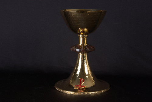 High Polish Chalice with Wooden Node|Hammered Finish| XXC787