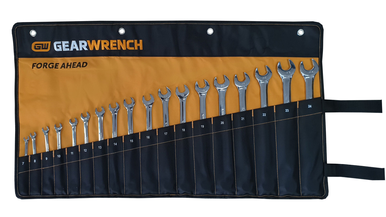 Gearwrench 18 Piece 12 Point Metric Long Pattern Combination Wrench Set Roll