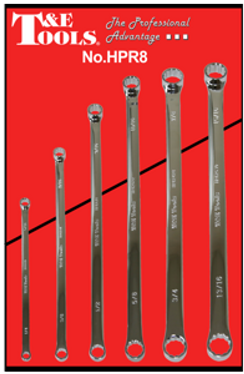 T&E HPR8 - 6 Piece SAE High Performance Long Ring Wrench Set