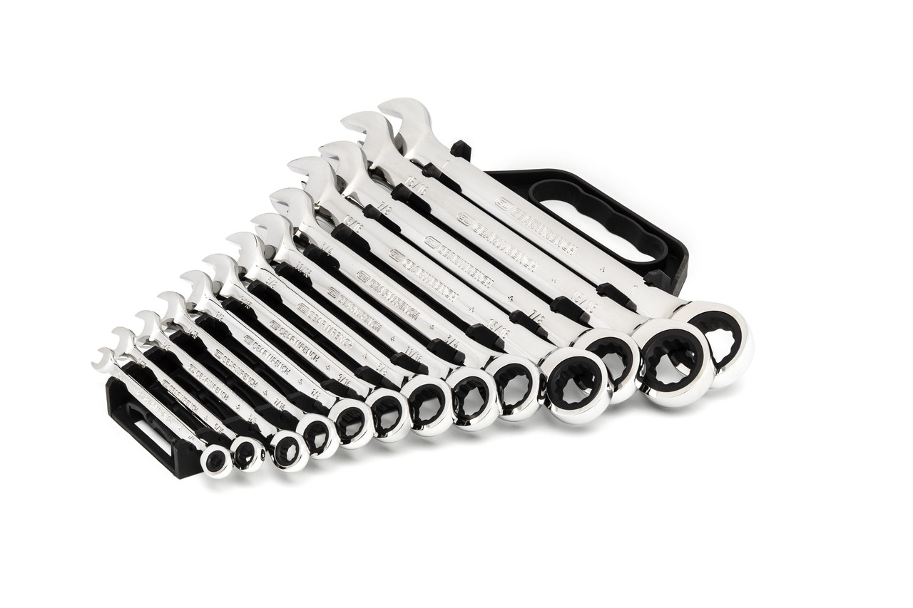 GEARWRENCH 9312 13 Piece 72-Tooth 12 Point Ratcheting Combination SAE Wrench Set