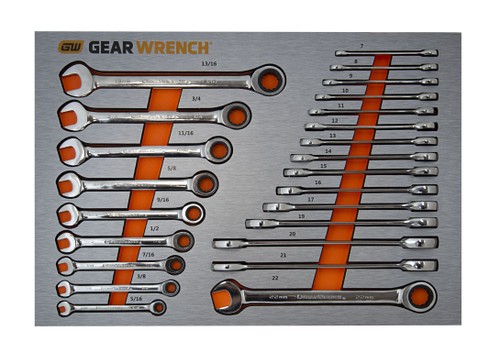 Gearwrench 83990 ratcheting wrench metric and sae set
