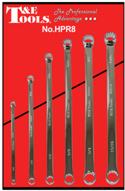 T&E HPR8 - 6 Piece SAE High Performance Long Ring Wrench Set
