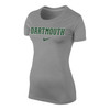 Women's Nike grey short sleeve tee with 'Dartmouth' and Nike swoosh across the chest in green and white