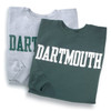 Grey or green crewneck sweatshirt with 'Dartmouth' across the chest in either green or white