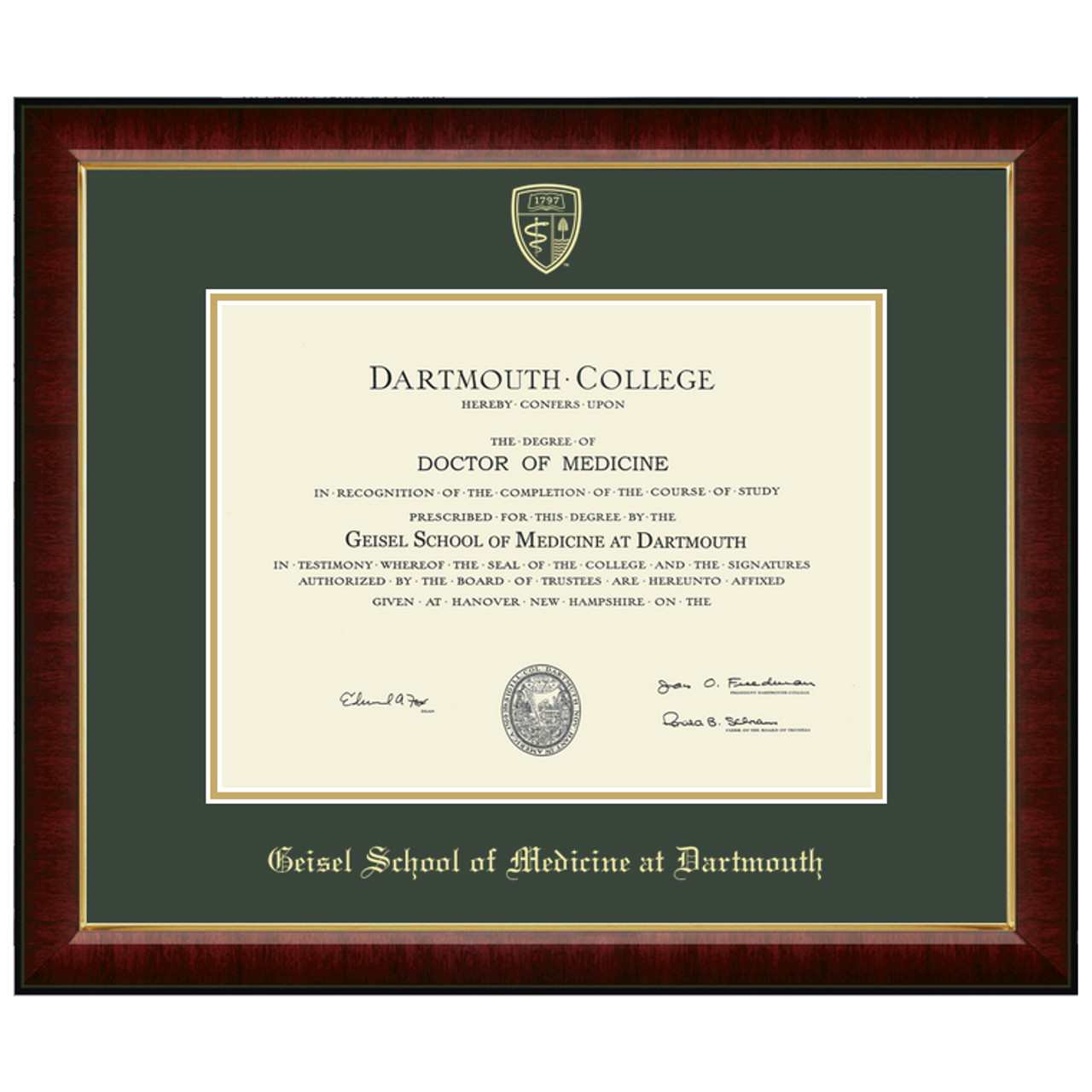 Murano Diploma Frame Geisel School of Medicine at Dartmouth