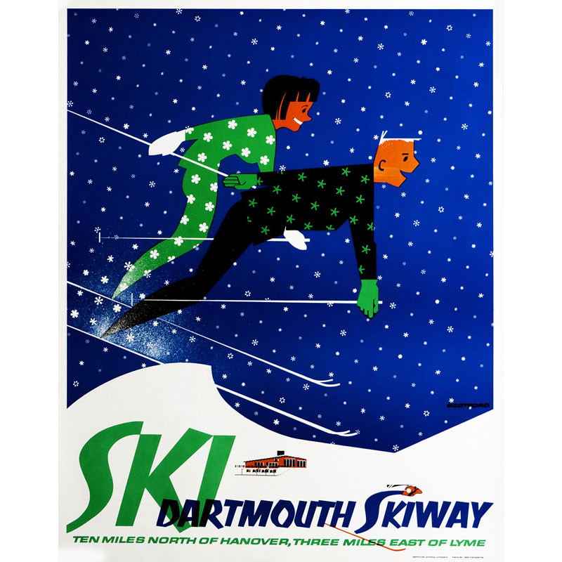 Rare *ORIGINAL* 1957 Winter Carnival Dartmouth Skiway Poster