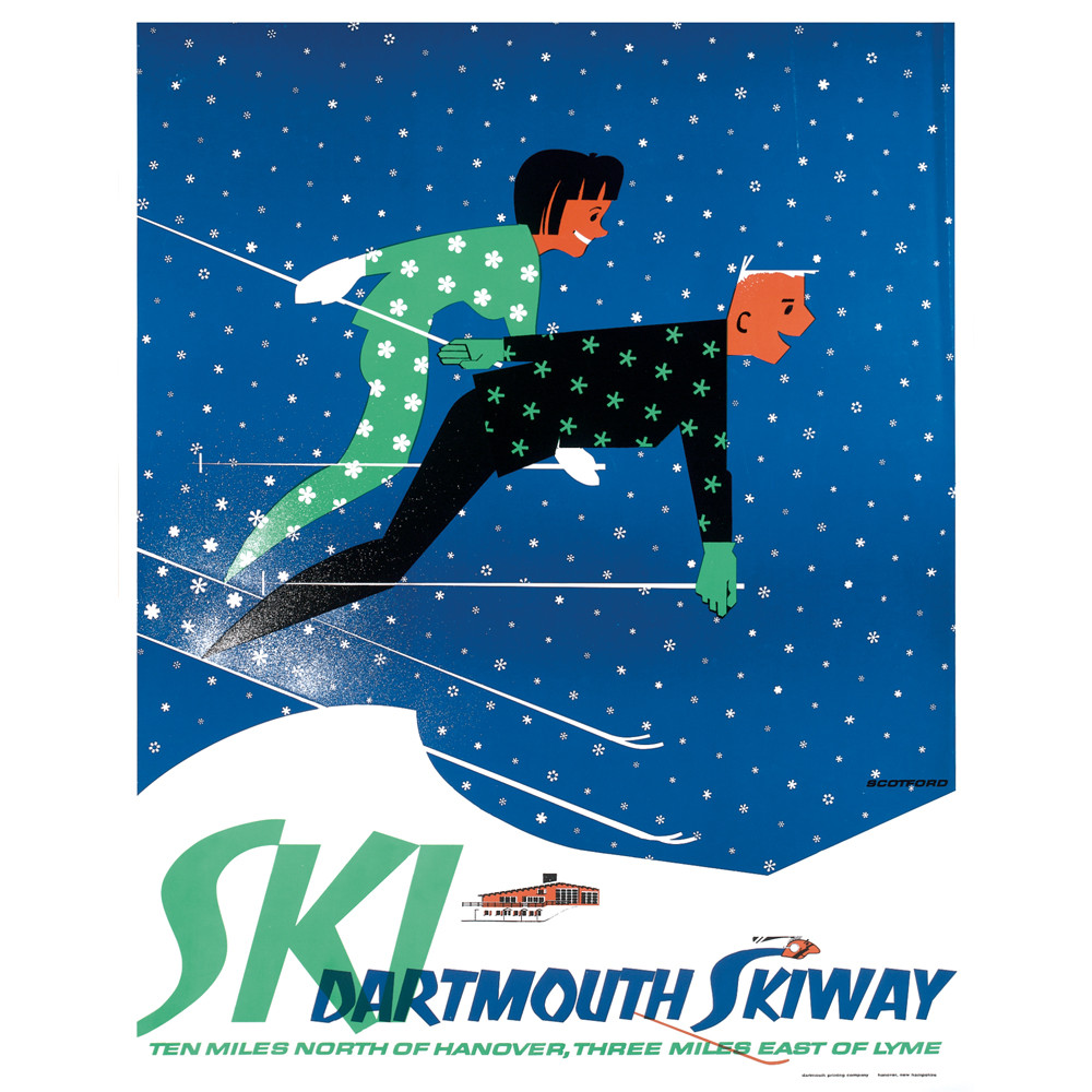 ミルキーウェイ ポスター B3 Rare *ORIGINAL* 1957 Winter Carnival Dartmouth Skiway Poster