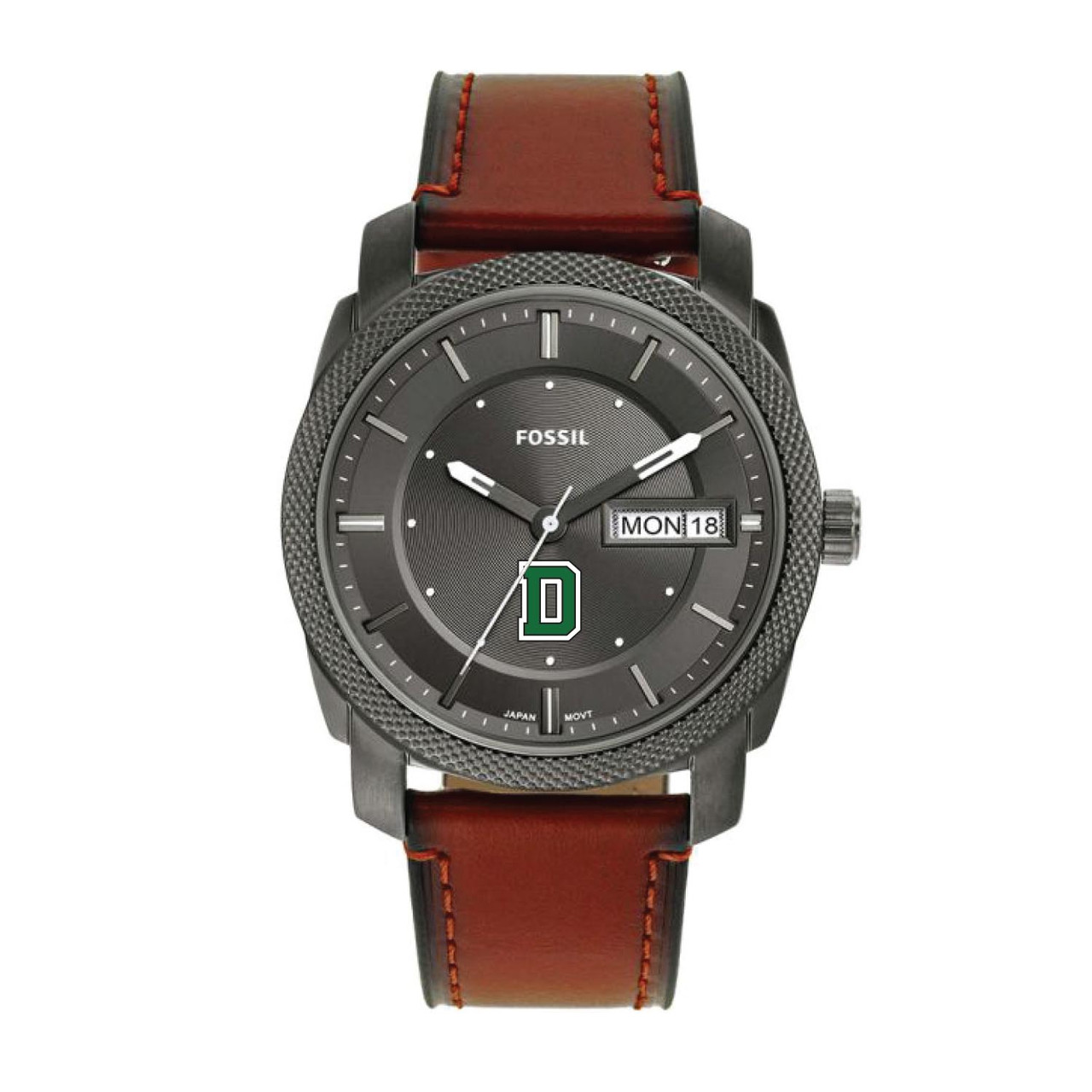 Fossil Watch Men's Machine Leather Band Grey Dial Dartmouth