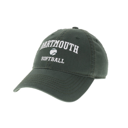 Green hat with 'Dartmouth Softball' across the front in white