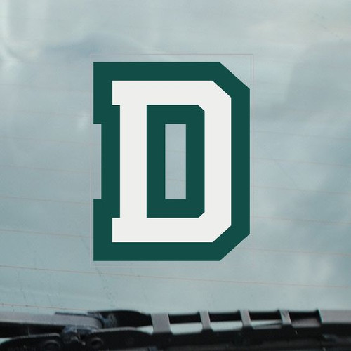 Green and white 'D' decal