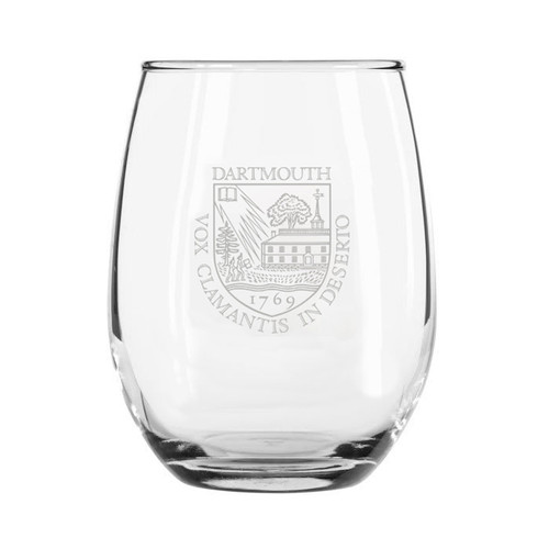 15 oz Stemless Wine Glass Etched Dartmouth