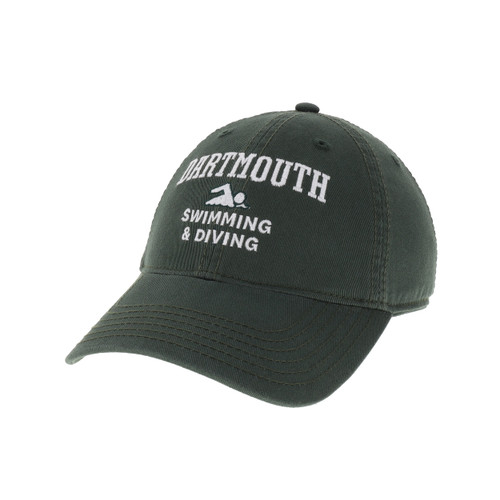 Green hat with 'Dartmouth Swimming and Diving' across the front in white