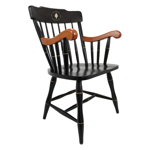 Black Laser Gold Engraved Classic Captain's Chair with Cherry Arms Dartmouth