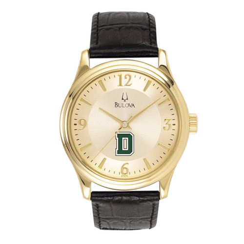Bulova Watch Men's Black Leather Champagne Dial Dartmouth