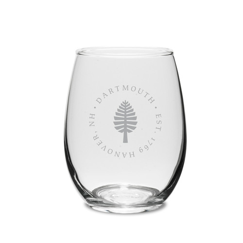 16 oz Stemless Wine Glass Etched Circle Lone Pine Dartmouth