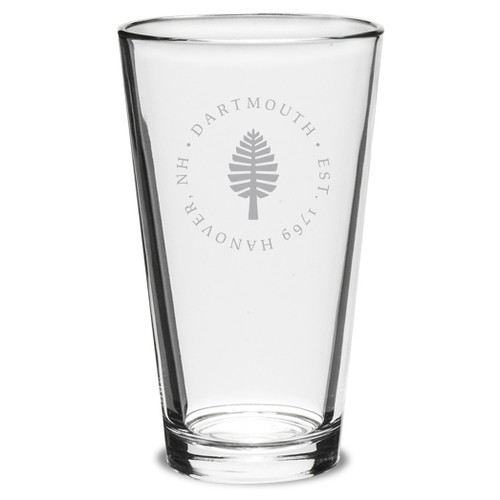 16 oz Classic Pint Pub Glass Etched Circle Lone Pine Dartmouth