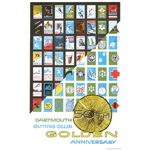 Rare *ORIGINAL* 1958 Outing Club Golden Anniversary Poster Dartmouth