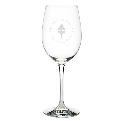 12 oz Wine Glass Etched Circle Lone Pine Dartmouth
