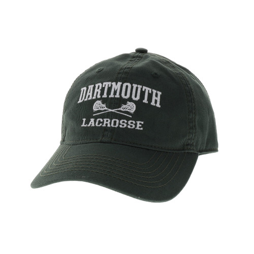 Green hat with 'Dartmouth Lacrosse' in white across the front