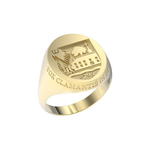 Ring Oval Large Shield 10K Gold with Outer Text Ring Oval Large Shield 10K Gold with Outer Text