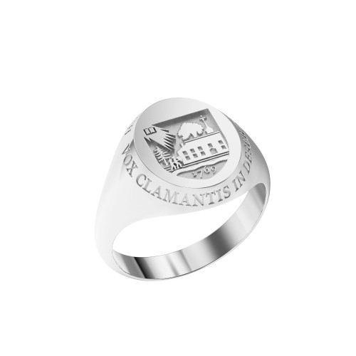Ring Oval Small Shield Sterling Silver with Outer Text Ring Oval Small Shield Sterling Silver with Outer Text
