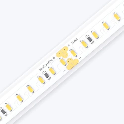 Diagonal close-up shot of the Outdoor UltraBright™ Architectural IP65 LED Strip showing precise solder points.