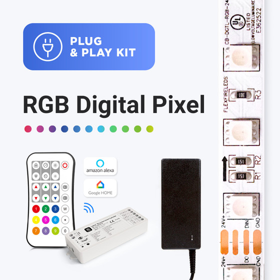 RGB Digital Pixel Plug and Play LED Strip Light Kit