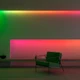 Contemporary living room wall alcove displaying pink and green gradients with the ColorBright™ RGB Digital Pixel IP20 LED Strip.