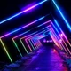 Illuminated outdoor archway corridor with neon color chasing from the Outdoor ColorBright™ RGB Digital Pixel IP65 LED Strip.