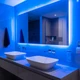 Bathroom mirror with backlighting using blue LED strip lights – Outdoor (IP65) ColorBright Vivid Color LED Strip Light - 16 f