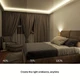 A bedroom scene showing 40%, 70%, and 100% brightness levels to demonstrate the Leona® Smart Dimmer Driver's range of ambiance.