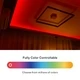 ColorBright™ RGB 150 IP20 LED Strip changing ambient color shades along a modern architectural ceiling cove, plus color spectrum.